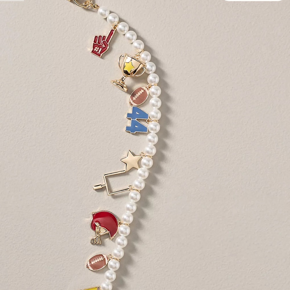 Anthropologie Icon Pearl Football Purse Charm NWT